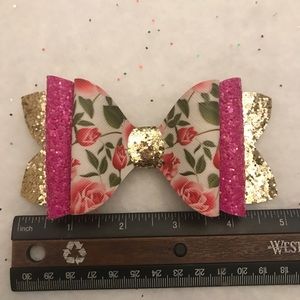 Pink floral bow